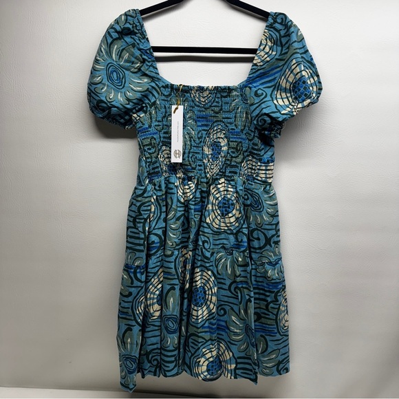 House Of Harlon 1990 linen/rayon Floral Blue Dress size small nwt - Picture 2 of 10